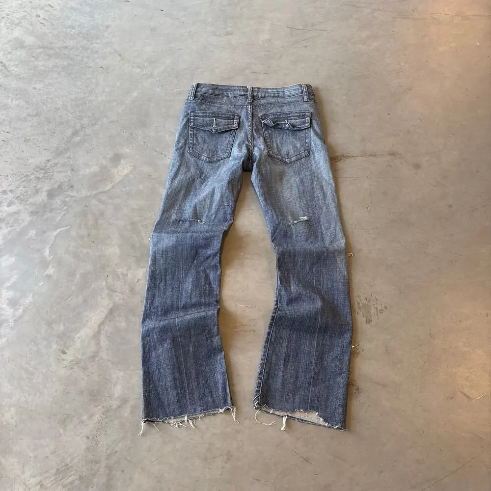 y2k faded distressed bootcut denim jeans